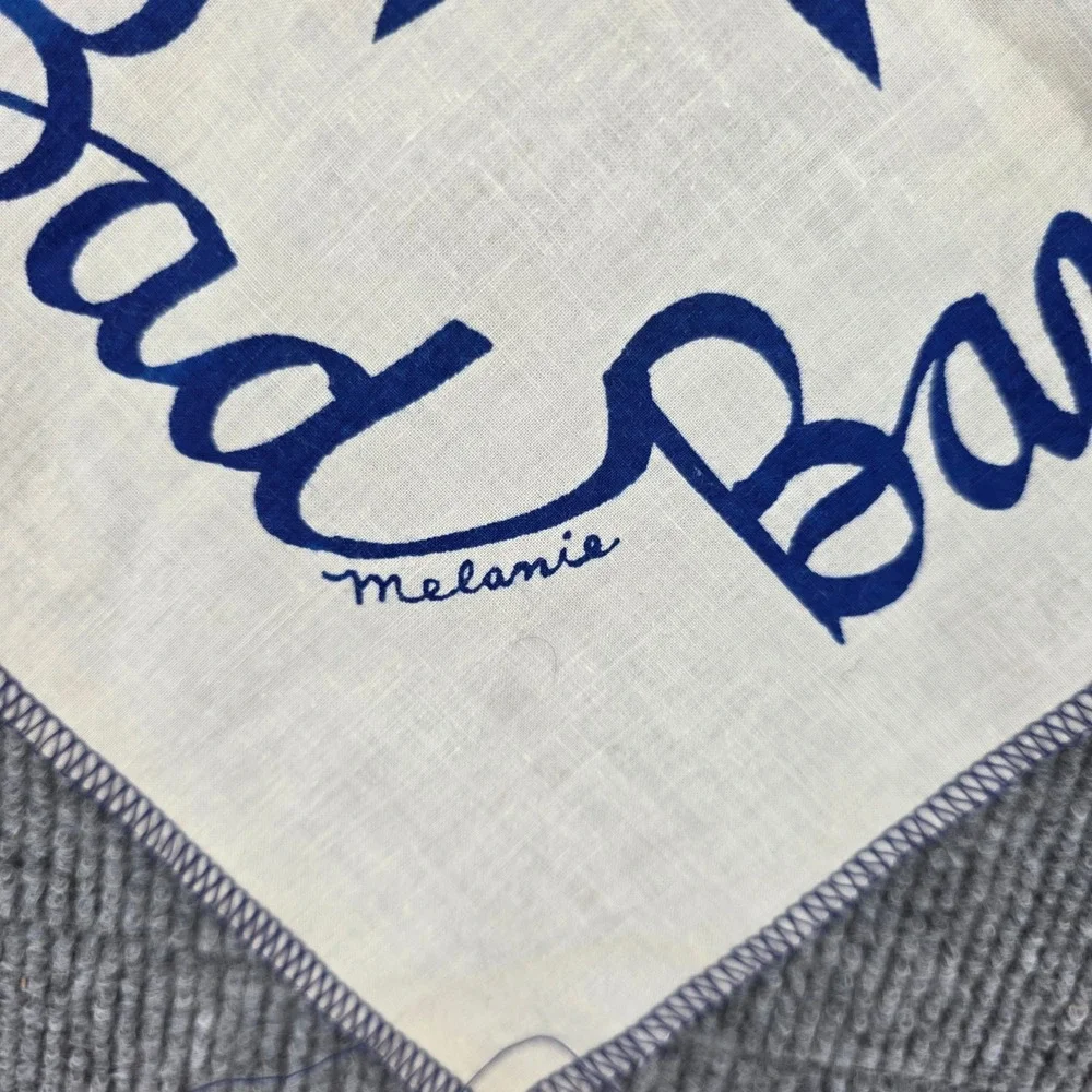 Vintage 1979 Bad Bandanna Football Stars Blue White Scarf 21x21 Melanie M.B. Ent